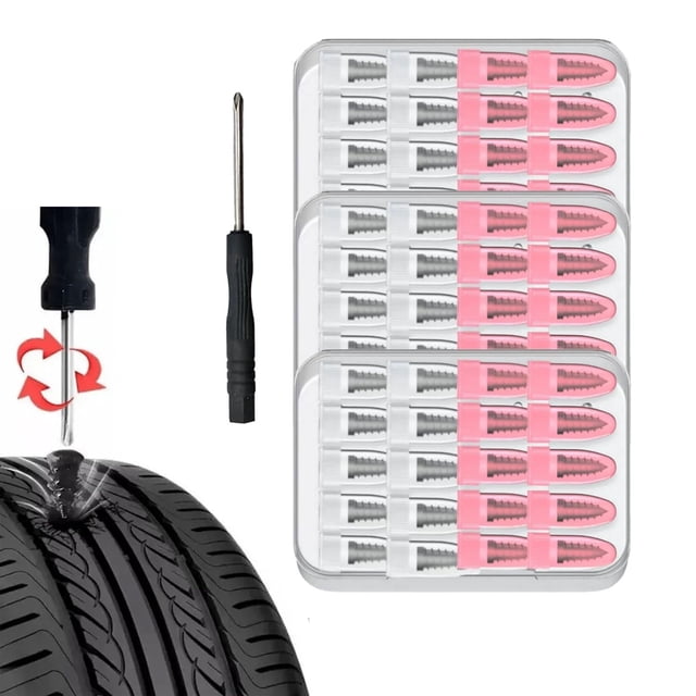 Tirefix Rubber Nail Kit,Tire Repair Rubber Nails Kit With 2 Sizes,Screw in Tire Repair Plugs,Fast Self-Service Tires Repairs Tools,Strong,Long-Lasting Seal,for Cars,Trucks, Motorcycles,Truck
