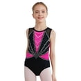 thumbnail image 2 of iiniim Kids Girls Sleeveless Gymnastics Leotard Sparkly Dance Bodysuit Cross Back Shiny Stretchy Ballet Dancewear Hot Pink 12, 2 of 7