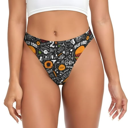 Rateoe Fastfood 1 Pattern Seamless Women Underwear Thongs No Show Ladies Thong No Line Breathable Comfortable Panties Undies for Women-4X-Large