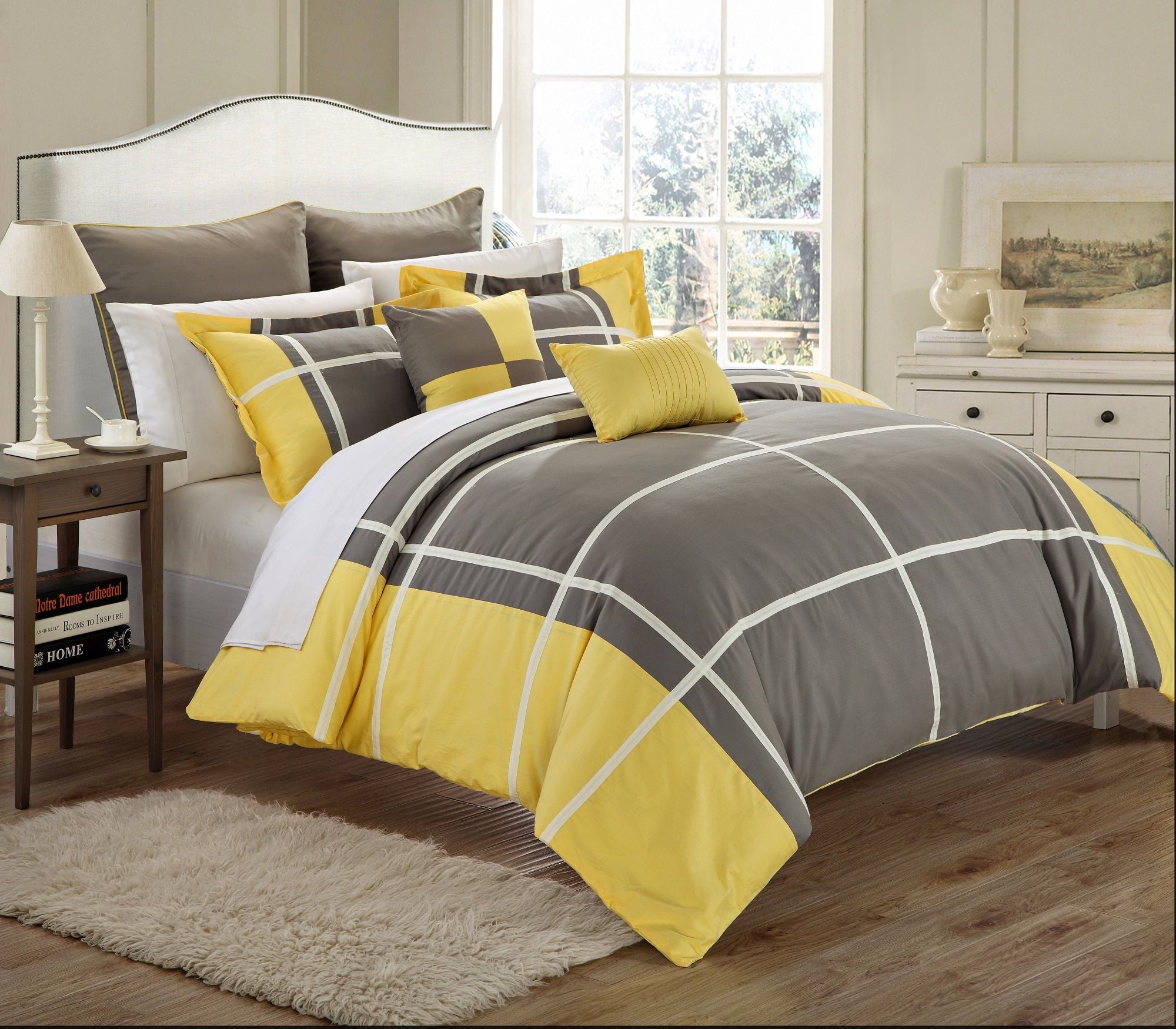 Regency Yellow Grey 11 Piece Comforter Bed In A Bag Set Com