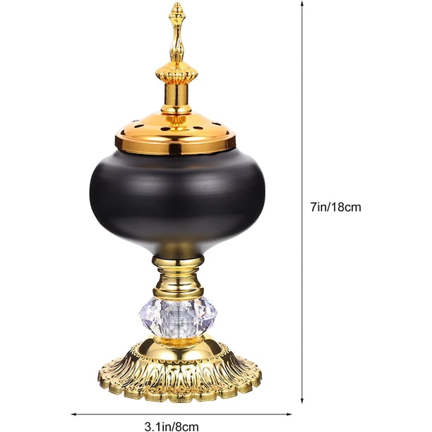 Quemador de incienso Metal Hierro Arte Soporte de incienso con tapa Incienso Resina Quemador de carbón Bakhoor Quemador Regalo de inauguración para la meditación Decoración del hogar XianweiShao 8390606007209