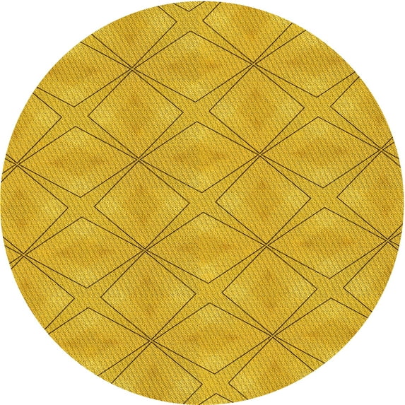 Ahgly Company Indoor Round Patterned Gold Yellow Area Rugs, 7' Round
