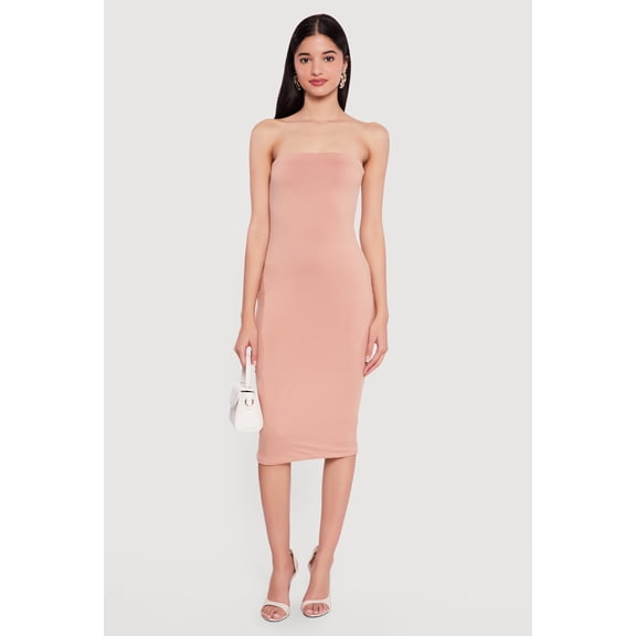 Women's Solid Midi Tube Dress