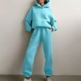 thumbnail image 2 of LYXSSBYX Womens 2 Piece Outfit for Fall Clearance Women Casual Solid Color Two Piece Long Pants Hooded Pullover Long Sleeve Sweatshirts Sets, 2 of 8