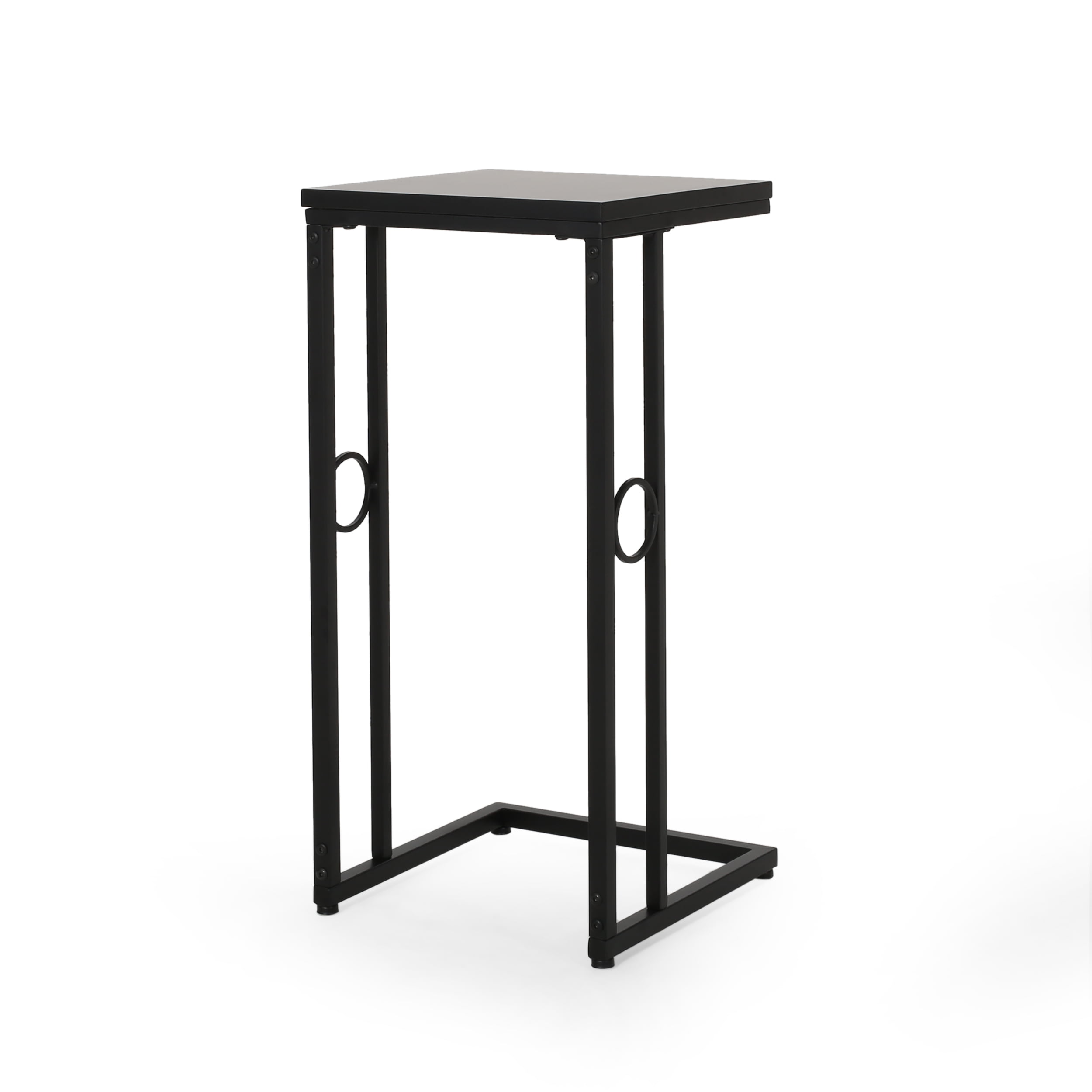 Noble House Maxwell Modern Faux Wood End Table, Matte Black, Black