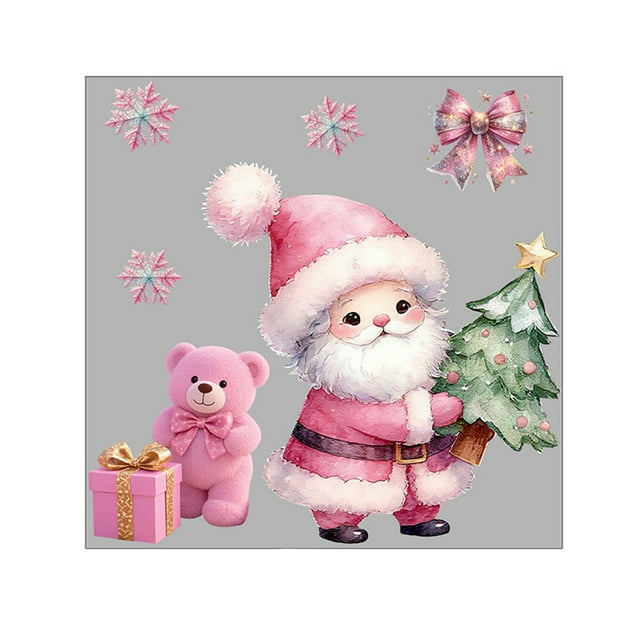A Christmas Stickers Window Decals Holiday Decor With Electrostatic Adhesive, Reusable Material And Festive Designs For Shop Windows, Glass Doors And Home Decor 15.74X15.74In 0.77Lb