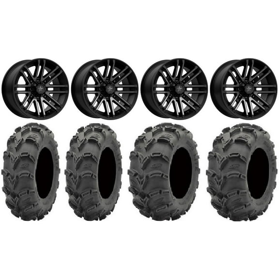 MSA Black Rogue 14" UTV Wheels 28" Mud Lite XL Tires Can-Am Maverick X3 / Honda Pioneer 1000 / Talon