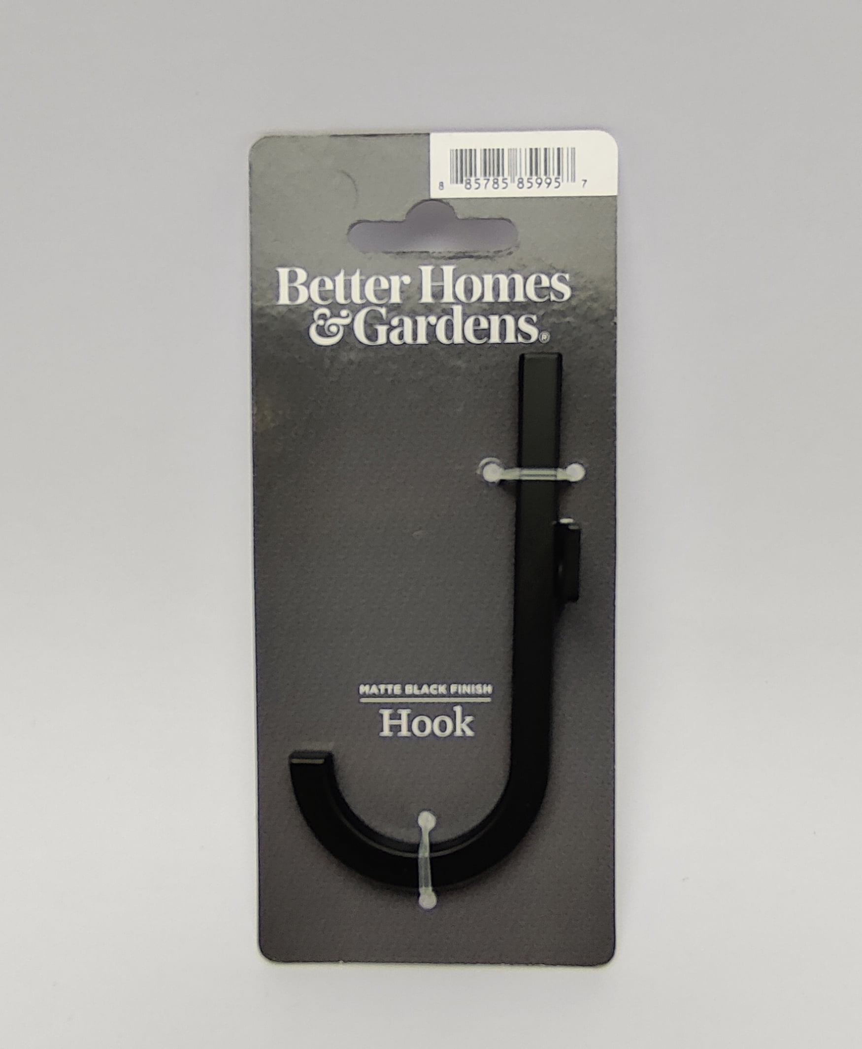 Better Homes & Gardens 1 Prong Matte Black Hook, 1 Hook, 35 lb Limit