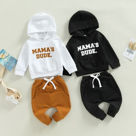 

Sunisery Toddler Baby Fall Outfits Infant Boys Casual Long Sleeve Letter Print Hoodie + Pocket Pants 2pcs Clothes Sets