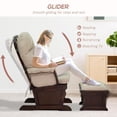 thumbnail image 3 of Nursery Glider Rocking Chair with Ottoman, Thick Padded Cushion Seating and Wood Base, Cream White, 3 of 8