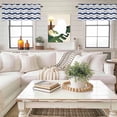 thumbnail image 4 of Navy Blue Grey White Kitchen Curtain Valances for Windows Farmhouse Short Curtains, Abstract Geometric Ocean Wave Stripe Rod Pocket Valance Curtain for Bedroom Cafe Living Room 42"x12", 4 of 8