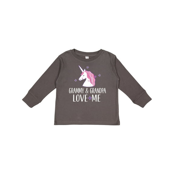 Inktastic Grammy and Grandpa Love Me Girl Unicorn Girls Long Sleeve Toddler T-Shirt