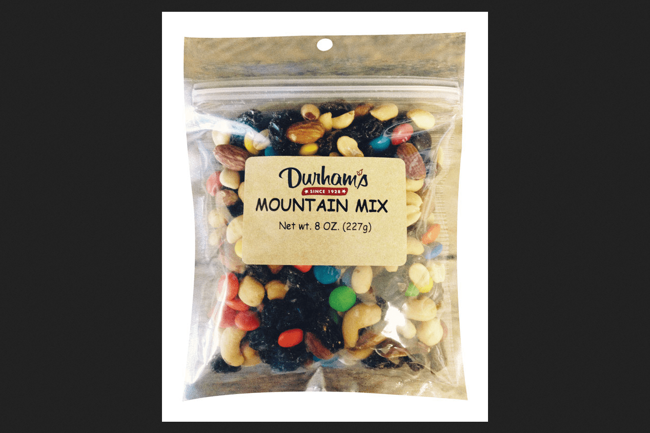 Durhams Nuts Mix Trail Chocolate Raisins 8 oz. Peggable Bag