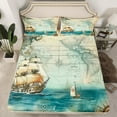 thumbnail image 2 of Erosebridal Compass Boat Sheet Set Twin,Mautical Map Bedding Sets Twin Size,Lightweight Bed Sheets Twin,Ocean Theme Decor,3pcs, 2 of 7