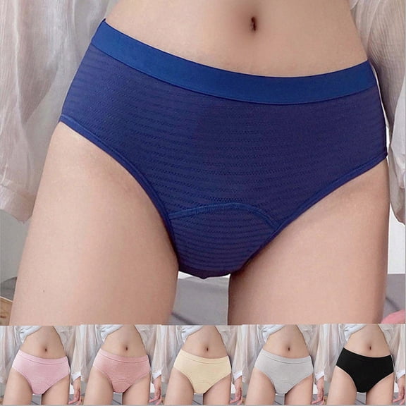 Lumosvexa Women's Briefs Breathable Cotton Soft Comfort High Waist Menstrual Period Daily Panties Blue XL