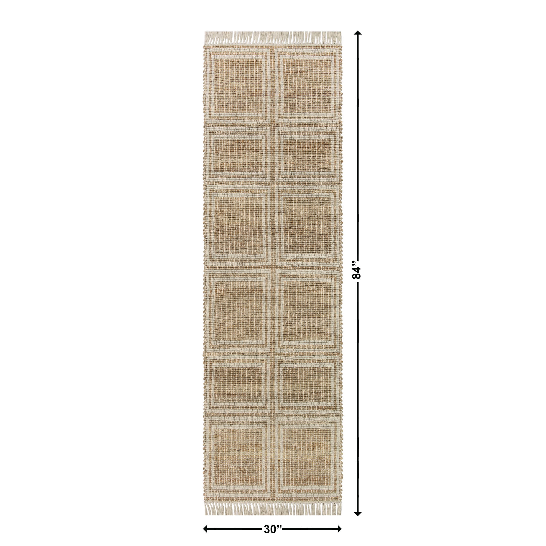 Better Homes & Gardens Ivory & Natural Interlocking Jute 30" x 102" Runner Rug