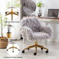 thumbnail image 6 of SYNGAR Office Chair, Fluffy Upholstered Desk Chair with Adjustable Height, 360 Degree Swivel and Metal Frame, Faux Fur Plush Seat and Back, Modern Office Computer Chair for Home Office, Gray, D7246, 6 of 10