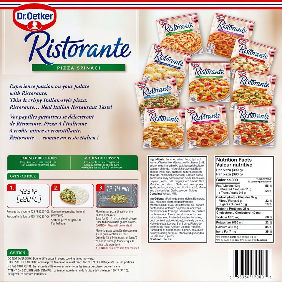 Dr. Oetker Ristorante Spinach Pizza, 390 g