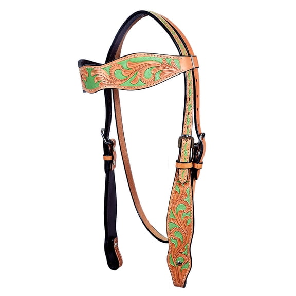 31BH Western Horse Headstall Tack American Leather Tan Hilason