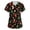 34# Deep Red, variant on Womens Christmas Scrubs Short Sleeve V Neck Festive Print Scrub Shirt Trendy Xmas Micro‑Elastic Stretch Side‑Pocket Medical Work Top