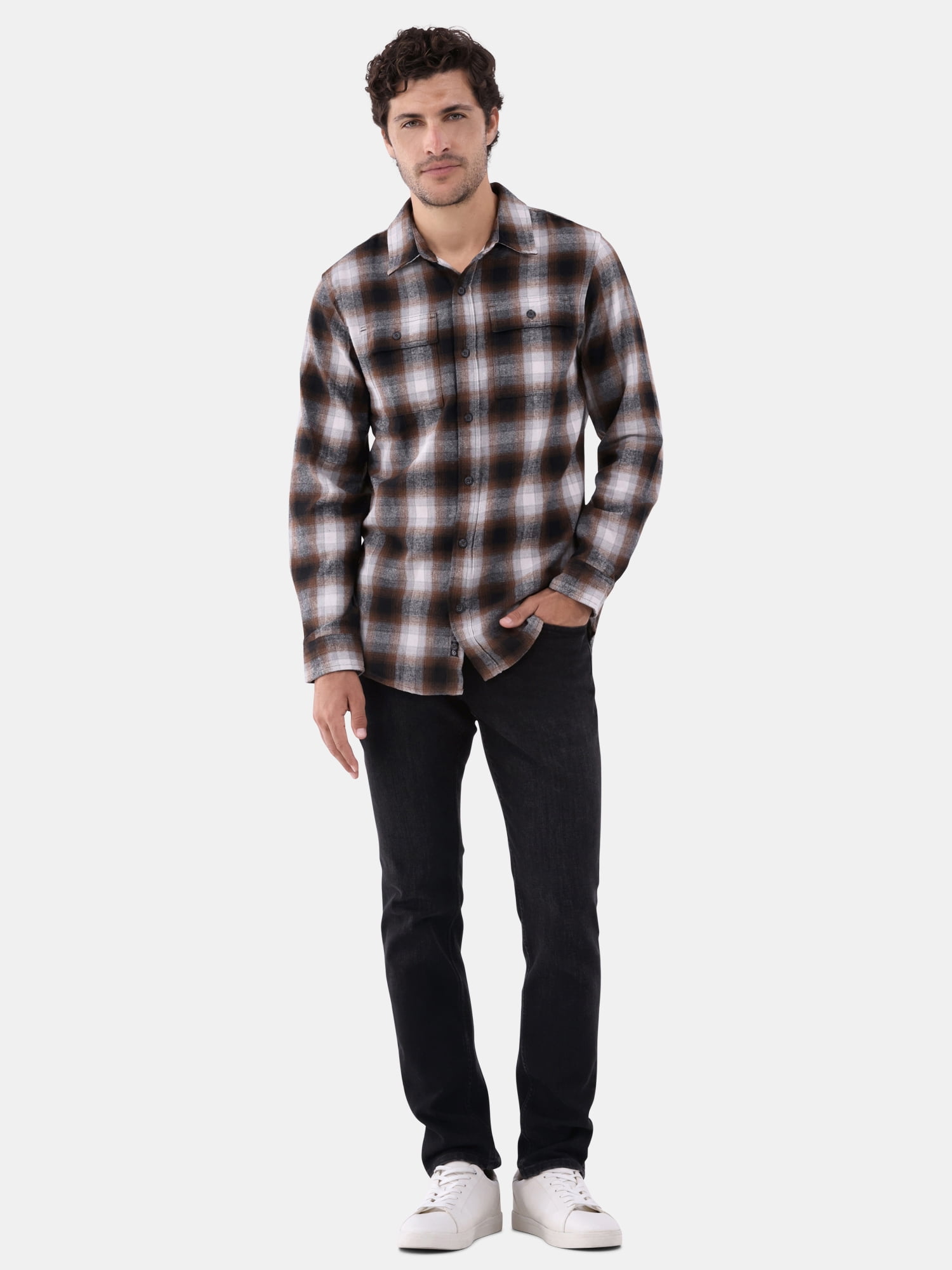 Burnside Men's Modern Fit Plaid Flannel Shirt with Long Sleeves, Sizes S-2XL
