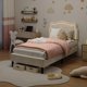 thumbnail image 5 of Yeshouse cama de plataforma terciopelo Princess, cabecera LED inteligente, cajón de almacenamiento, soporte de listones de madera, sin muelle de caja, 5 of 9