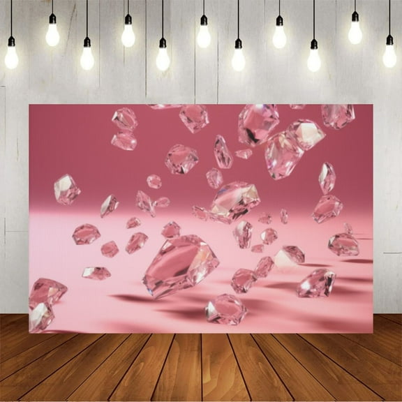 Wall Background Festival Party Decoration Activity Photo Booth Backdrop Props Pink Crystals 5x3 ft