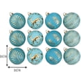 thumbnail image 2 of Christmas Ball Ornaments Set of 12, Blue Shatterproof Xmas Baubles with Gold Patterns, Turquoise Tree Decorations in a Gift Box for Holiday Decorating - Style C, 2 of 6