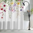 thumbnail image 2 of Spring Floral Leaves Fabric Shower Curtain Colorful Plant Washable Shower Curtains for Bathroom, Waterproof Bath Curtain with Hooks Home Decor 72x84in, 2 of 8