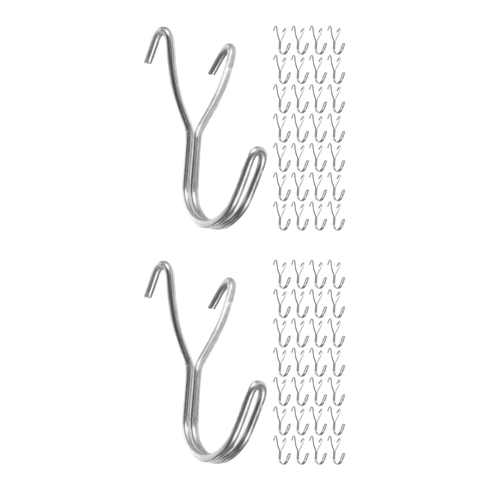 WHAMVOX Raindrops 100 pcs Stainless Steel Pegboard J Shaped Hooks for Necklaces Jewelry Retail Items Keys Craft Storage Organization System Tools