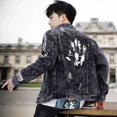 thumbnail image 2 of Abrigos de mezclilla para hombre con agujeros rotos, chaqueta vaquera para hombre, estilo punk rock, ropa masculina, talla grande, informal, holgada, estilo Joker, de una pieza, lavada, a la moda, gra, 2 of 5