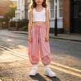 thumbnail image 4 of Ruyang Girls Jogger Pants Lightweight Loose Casual Sports Joggers Cute Letter Print Drawstring Outdoor Hiking Pants School Clothes, 4 of 6
