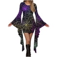 thumbnail image 1 of Fewfanhot Robes Maxi d'Halloween pour Femmes 2025 Robe Décontractée à Col Rond avec Imprimés Effrayants et Style Asymétrique Robe à Enfiler Patchwork, 1 of 5