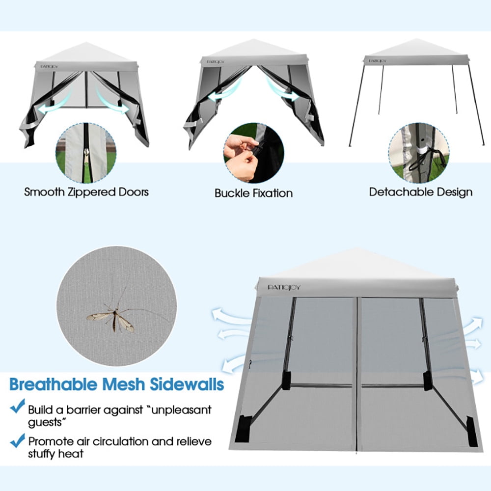 Aimee Lii 10 x 10 Feet Pop Up Canopy with with Mesh Sidewalls and Roller Bag, Backyard Canopy Gazebo for Party Camping BBQ Events, Gray