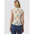 thumbnail image 3 of Blusa elegante Allegra K Sin mangas Vintage de la Década de 1950 con volantes para Oficina de Negocios Mujer Blanco Azul Floral XL, 3 of 6