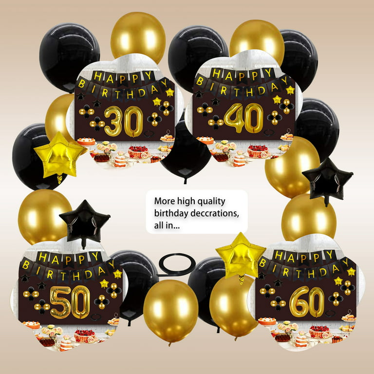SPECOOL 30th Birthday Party Decorations Kit - Happy Birthday Banner, 30th  Gold Number Balloons, Number 30 Balloon, Black and Gold Birthday Decorations,  30th Birthday Party Supplies 