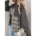 thumbnail image 3 of HOTAPEI Jean Jacket for Women Casual Plaid Button Down Boyfriend Denim Jackets Oversized Shacket Jacket With Chest Pockets, 3 of 5
