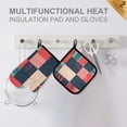 thumbnail image 4 of Yayeee Oven Mitts and Pot Holder Set of 2 Heat Resistant Kitchen Gloves Baking Hot Pad, Red Teal Plaid, 4 of 5