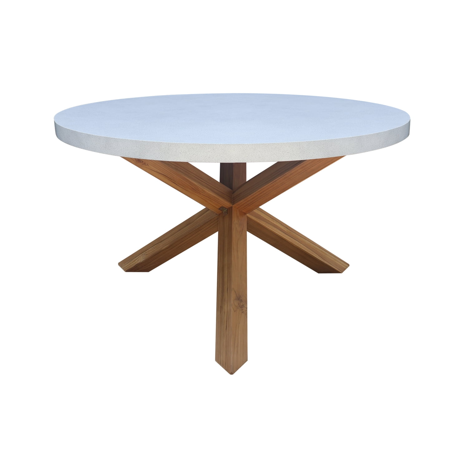 Outdoor Teak Patio Furniture Set with Round Table and 6 Chairs - Natural