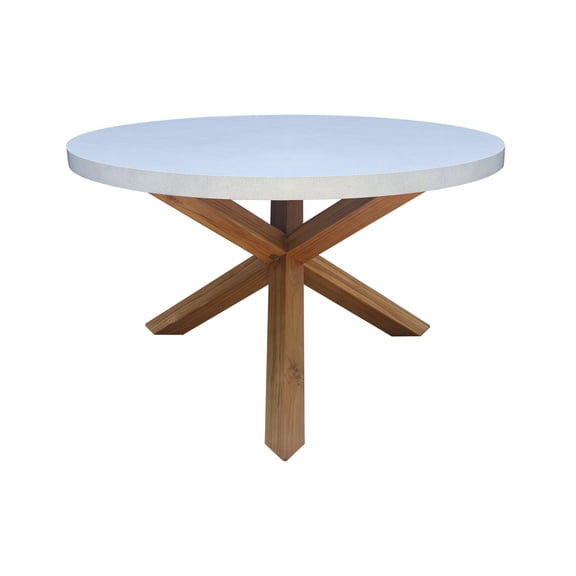 Outdoor Teak Wood Patio Dining Table with Polystone Top - Natural