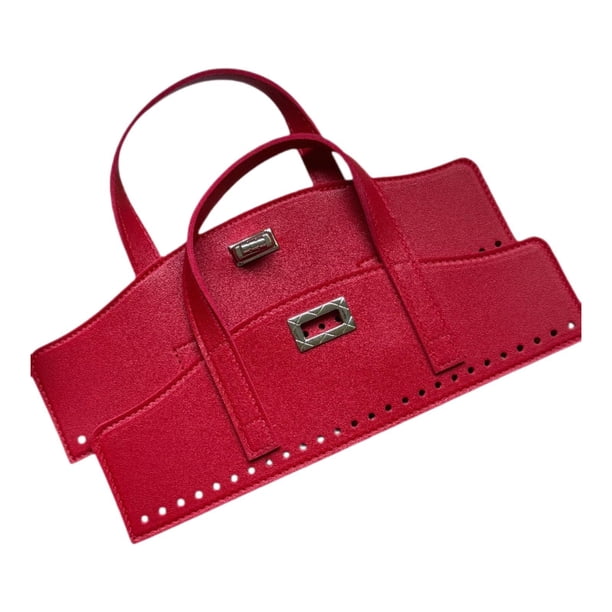 Kit de 2 piezas para bolso de ganchillo DIY con candado, regalos multifuncionales y asas para bolsos. Rojo