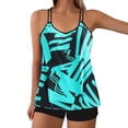 thumbnail image 2 of Plus Size Tankini Swimsuit For Women Crew Neck T Shirts High Waist Shorts Casual Stretchy 2 Piece Bathing Suit (XL, Green), 2 of 5