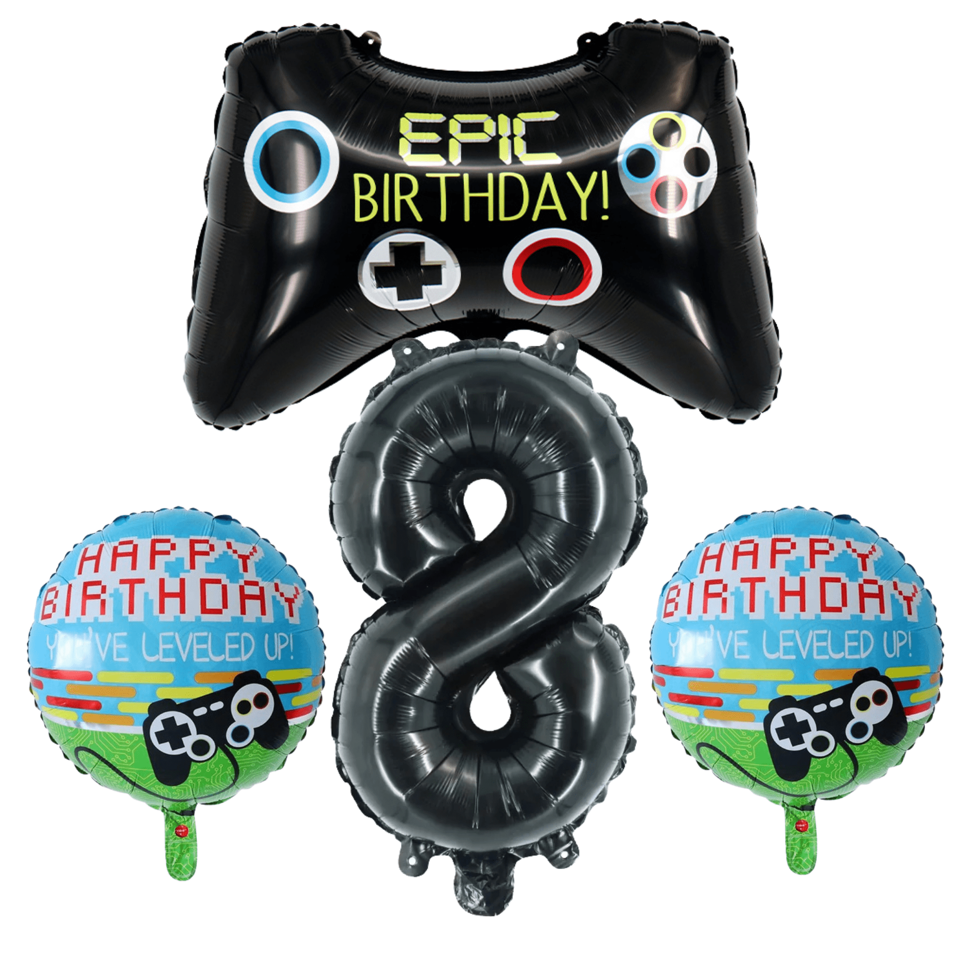 Pixel & Gamer Luftballon-Set Für Kindergeburtstag - 32 Teile, Mit Folien- & Latexballons, Miner Motiv