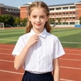 thumbnail image 6 of HAiming Girls Button down Shirts Short Sleeve Collared School Blouses Comfy Classic Uniforms Tee Summer Vacation Going out Kids Tops, 6 of 8