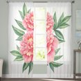 thumbnail image 3 of Watercolor Flower Peony Pink Green Leaves Vintage White Sheer Curtains Living Room Tulle Window Curtain Bedroom Kitchen Drapes, 3 of 7