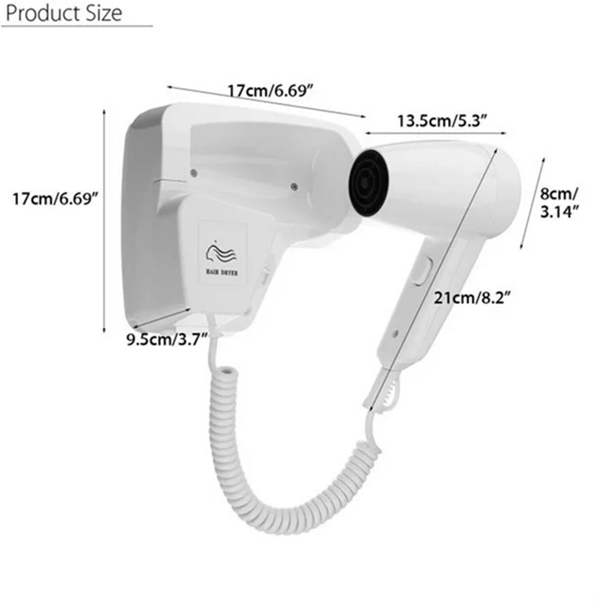 1200W Wall-Mounted Hair Dryer Hotel Negative Ion Blower Strong Wind Bathroom Toilet Homestay Hairdryer Household Drying Tools