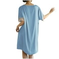 thumbnail image 4 of Uaswgudfs Women's 2025 Summer Casual V-Neck Midi Dress - Lace Trim Short Sleeve Silky Flowy Fabric Elegant Everyday Blue S, 4 of 5