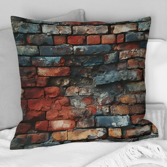Designart "Chic Urban Brick Design II" Brick Throw Pillow - Modern Pillow For Couch - Insert And Pillows Covers For Living Room Decor