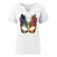 thumbnail image 5 of Craaazy Mardi Gras Shirts for Women Short Sleeve Casual Carnival Printed V-neck T-shirts Gifts, 5 of 6