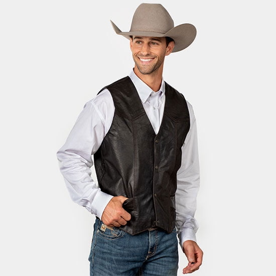 Cripple Creek Men's Antique Leather Vest Chocolate